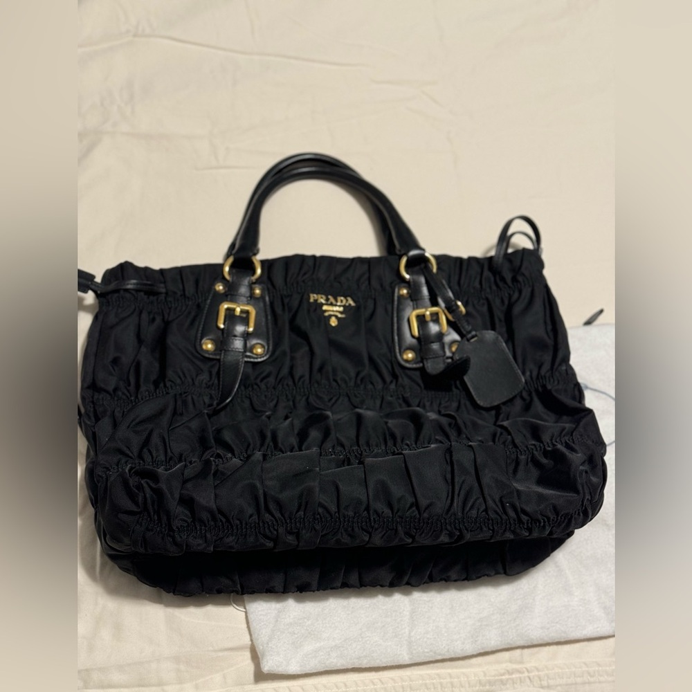 Prada Tesoro Gaufre Nylon and Leather shoulder bag